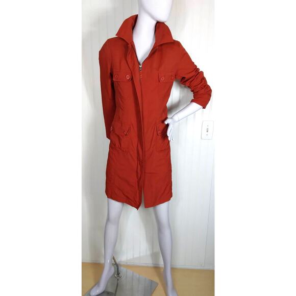 Merona rusty orange trench coat size small - Picture 2 of 7